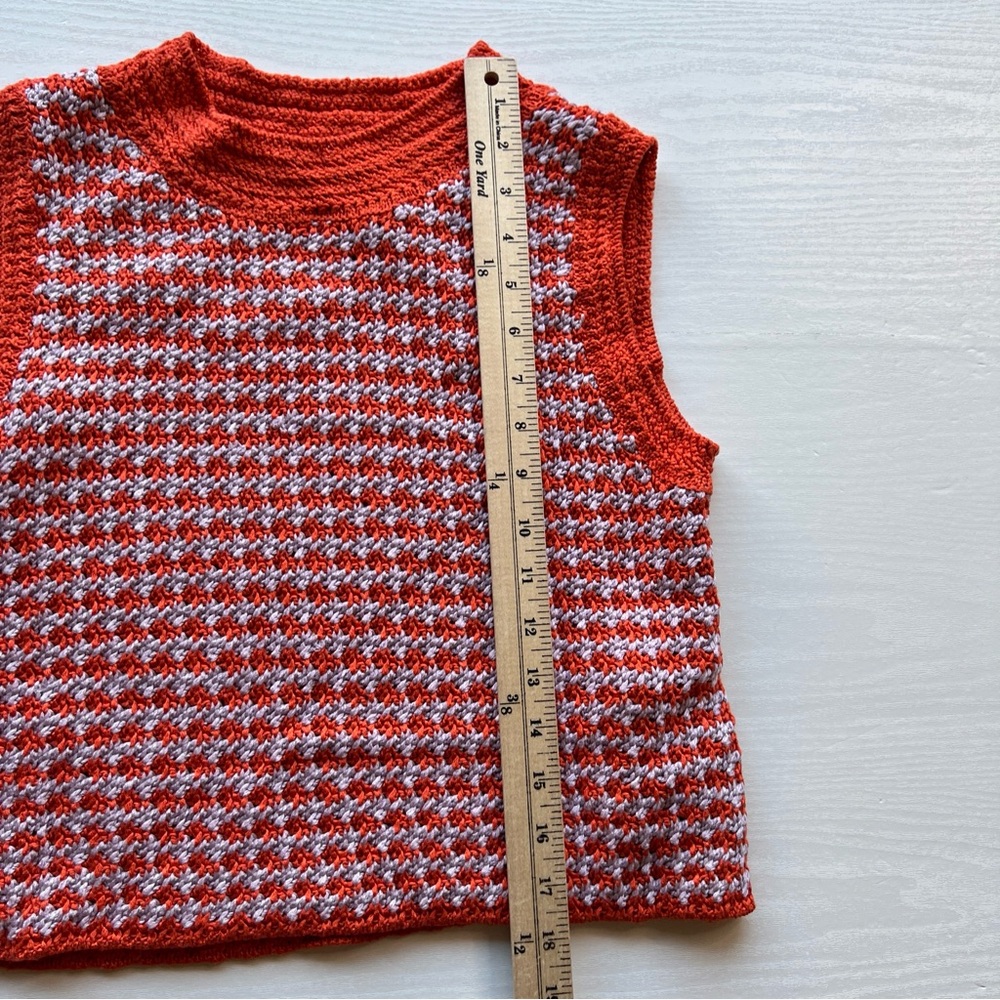 Zara Crochet Crop Tank Top Women Medium Orange Sleeveless - Picture 5 of 10